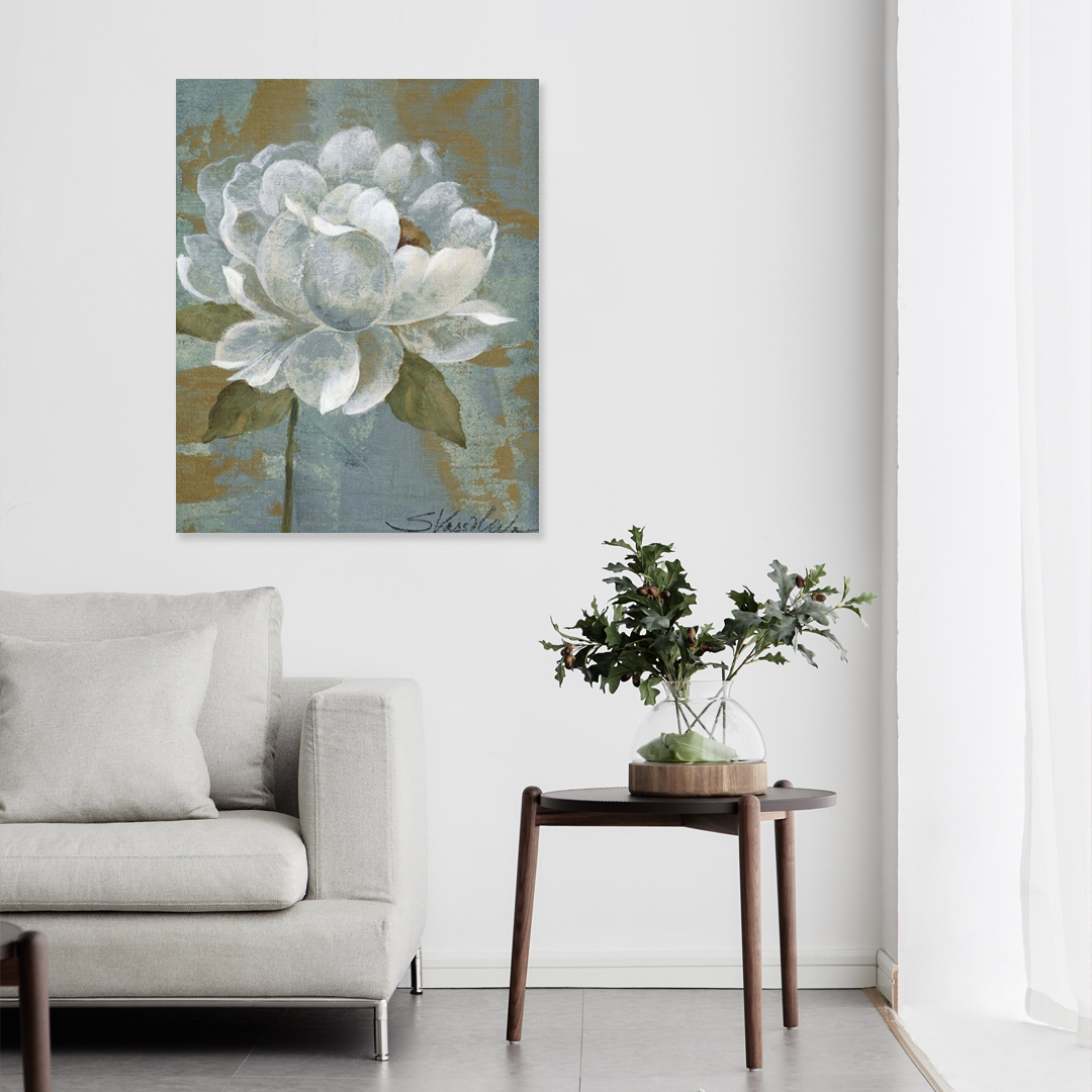 Antique Bloom: A Rustic Floral Wall Art for Living Room Decor