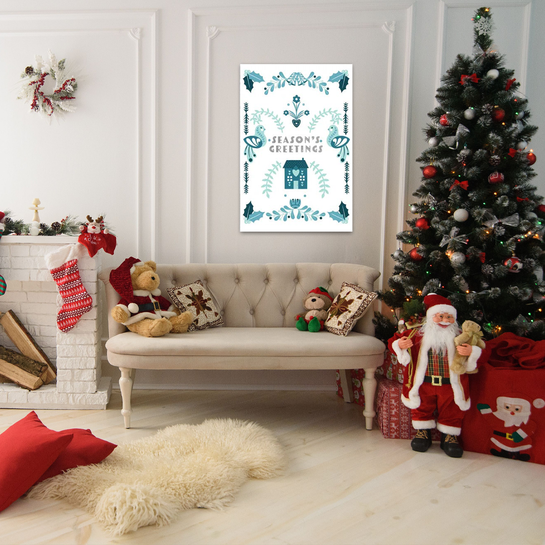 Nordic Winter Welcome: A Modern Folk Art Christmas Wall Art Greeting