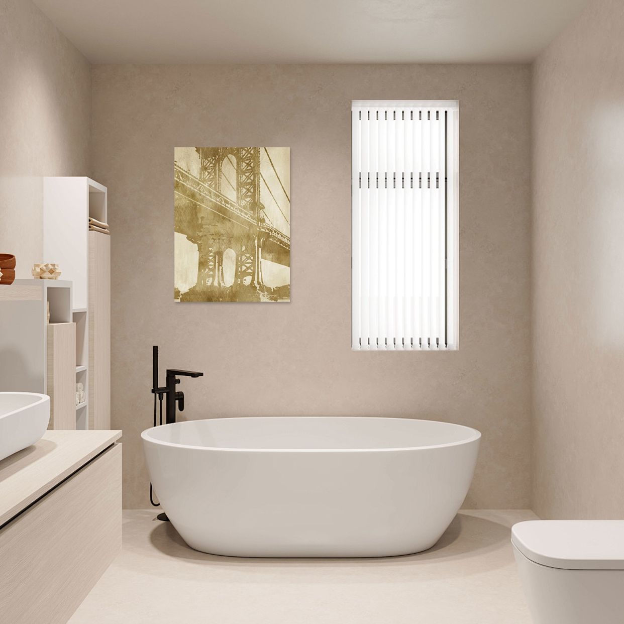 Brooklyn Icon: A Vintage Cityscape Bathroom Wall Art Print