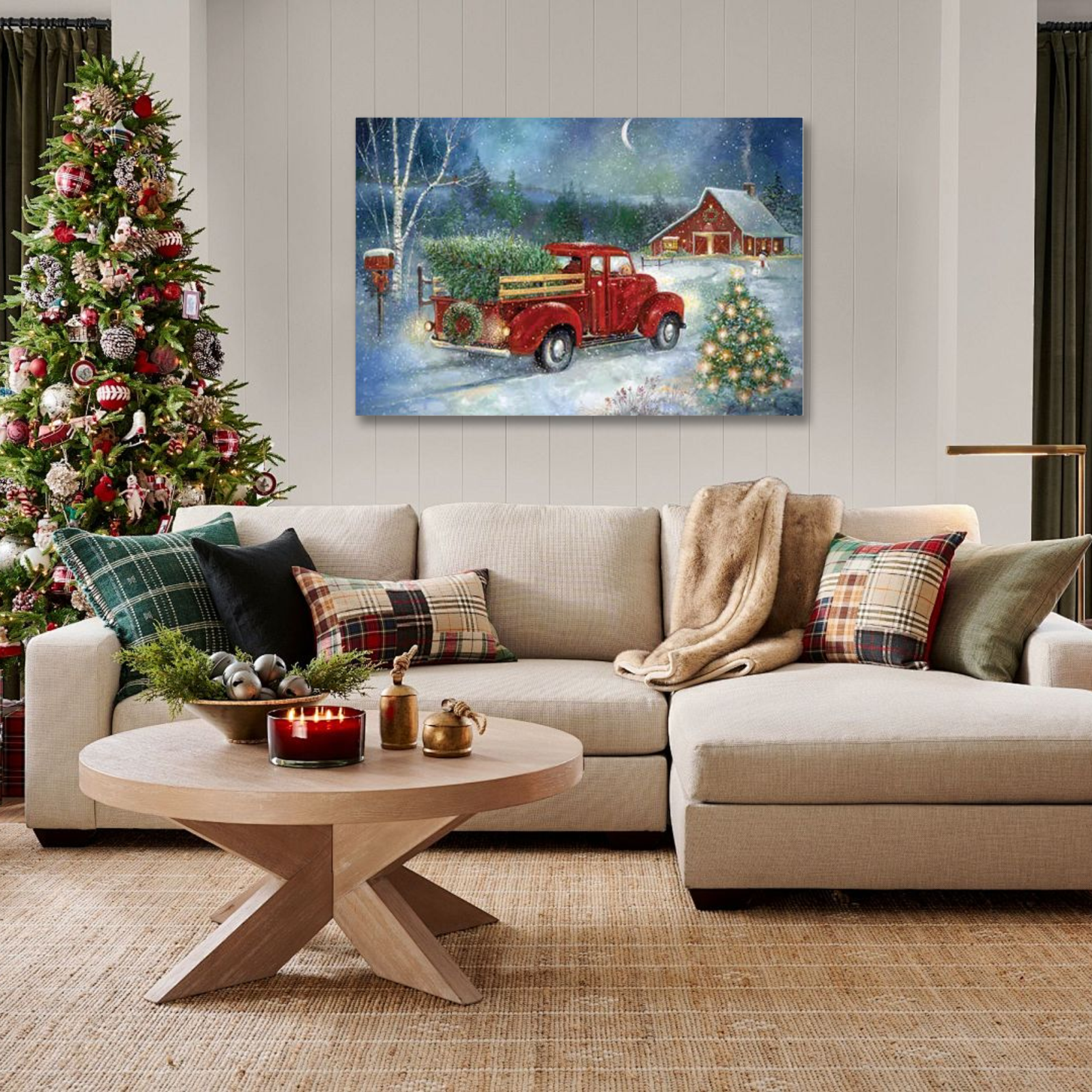 Home for the Holidays: A Classic Vintage Christmas Canvas Painting