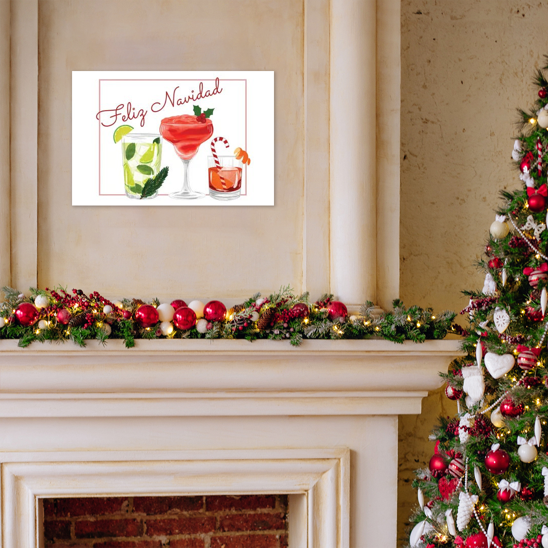 Feliz Navidad Cocktails: A Fun & Modern Christmas Wall Art for Your Bar