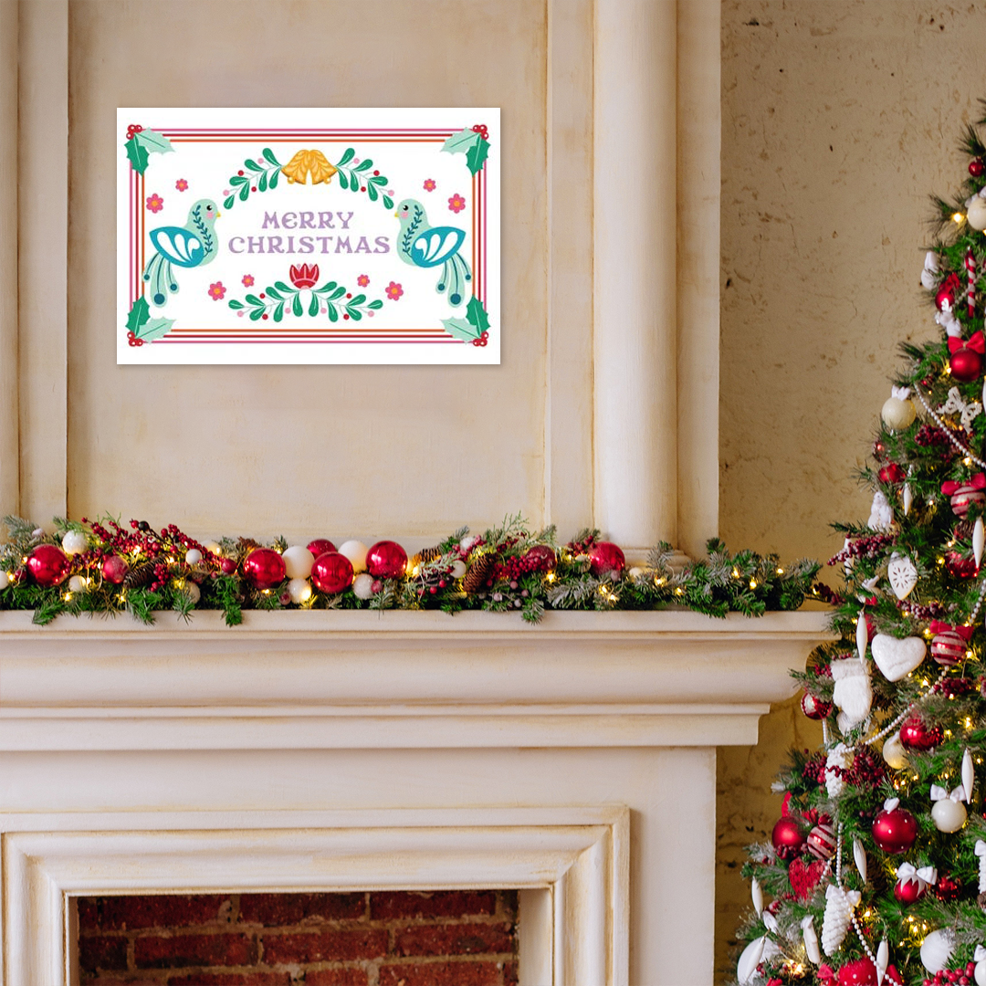 Joyful Tidings: A Modern Folk Art Merry Christmas Wall Art Greeting