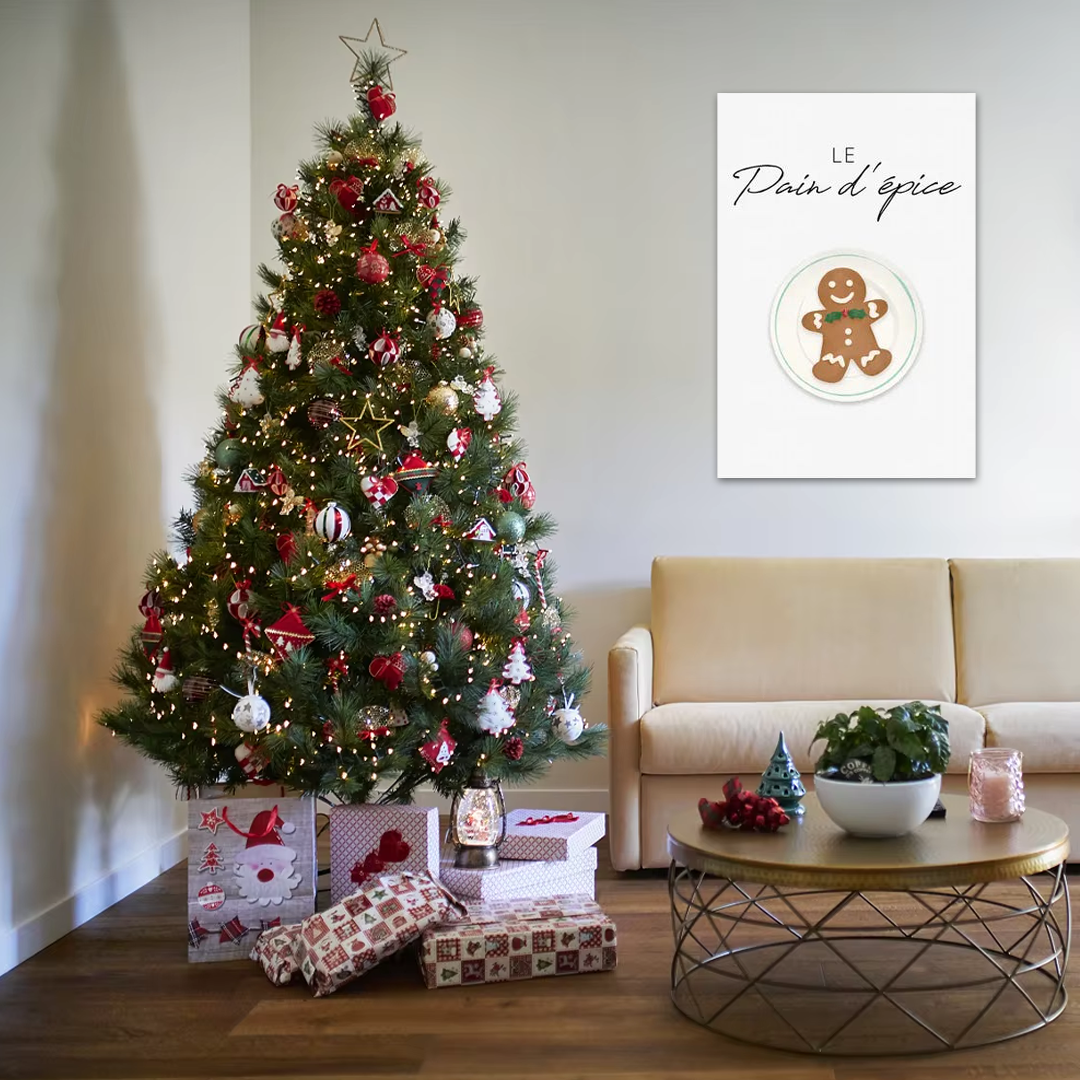 Le Petit Bonhomme: A Minimalist Christmas Gingerbread Canvas Wall Art