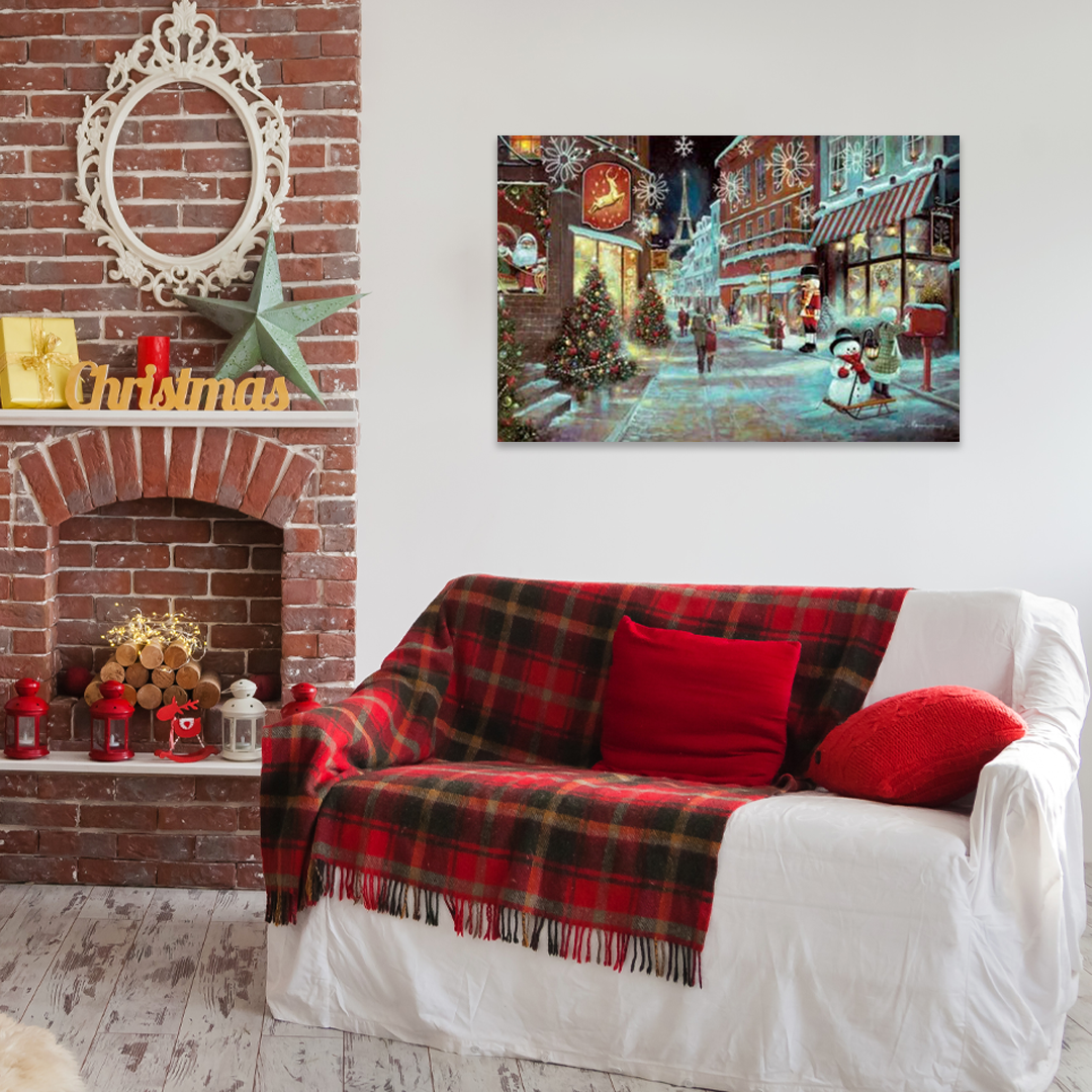 Parisian Noel: A Romantic Christmas Cityscape Wall Art of Paris