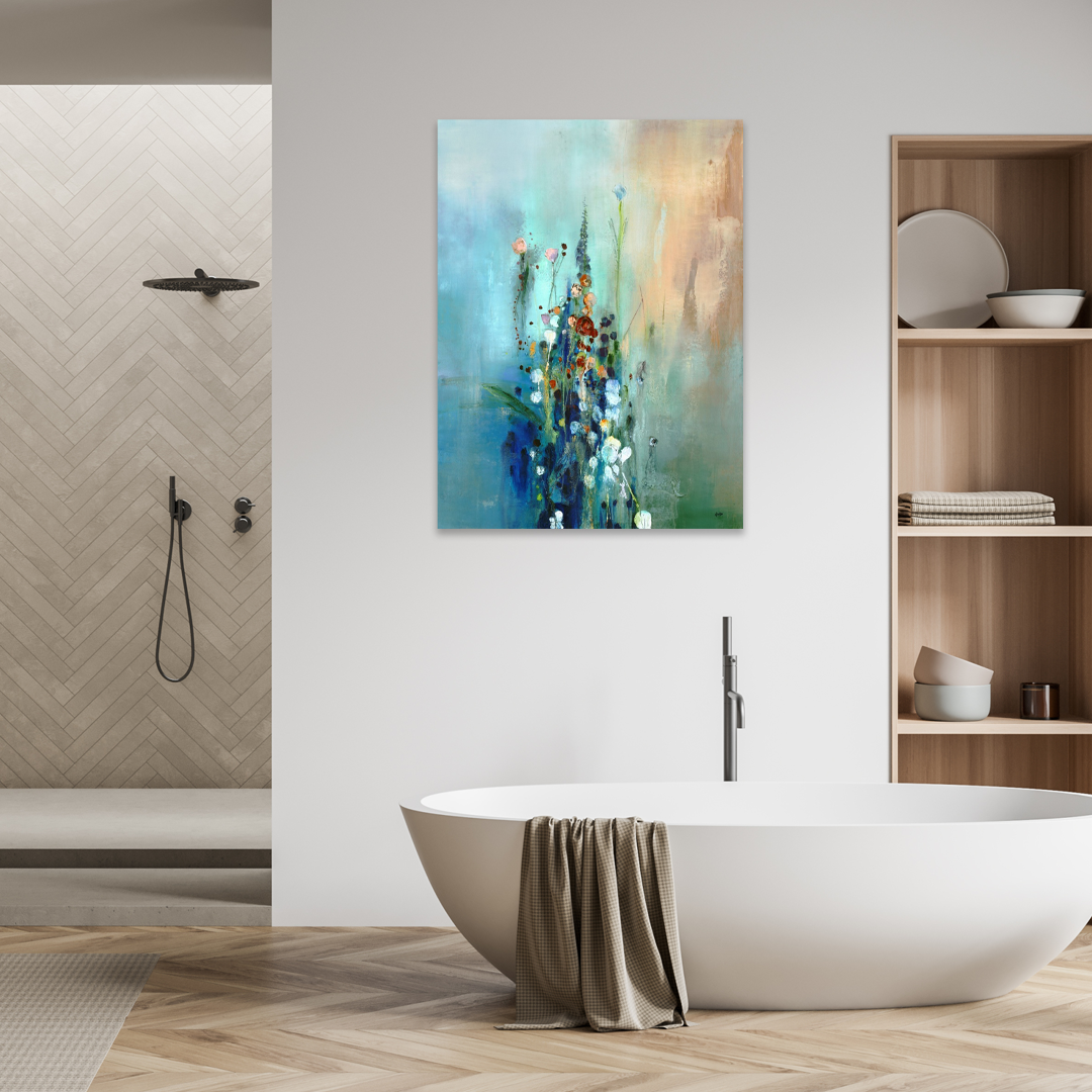 Morning Mist: A Zen Abstract Bathroom Wall Art Painting