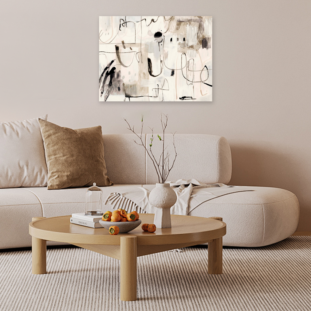 Abstract Wall Art for Living Room - Whispered Lines Canvas