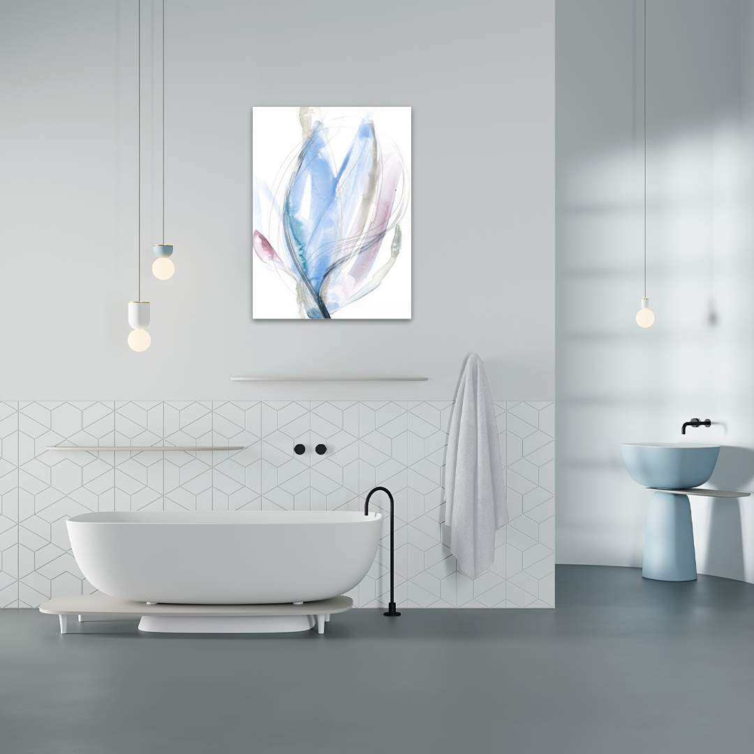 Aura in Bloom: A Zen Abstract Bathroom Wall Art Painting