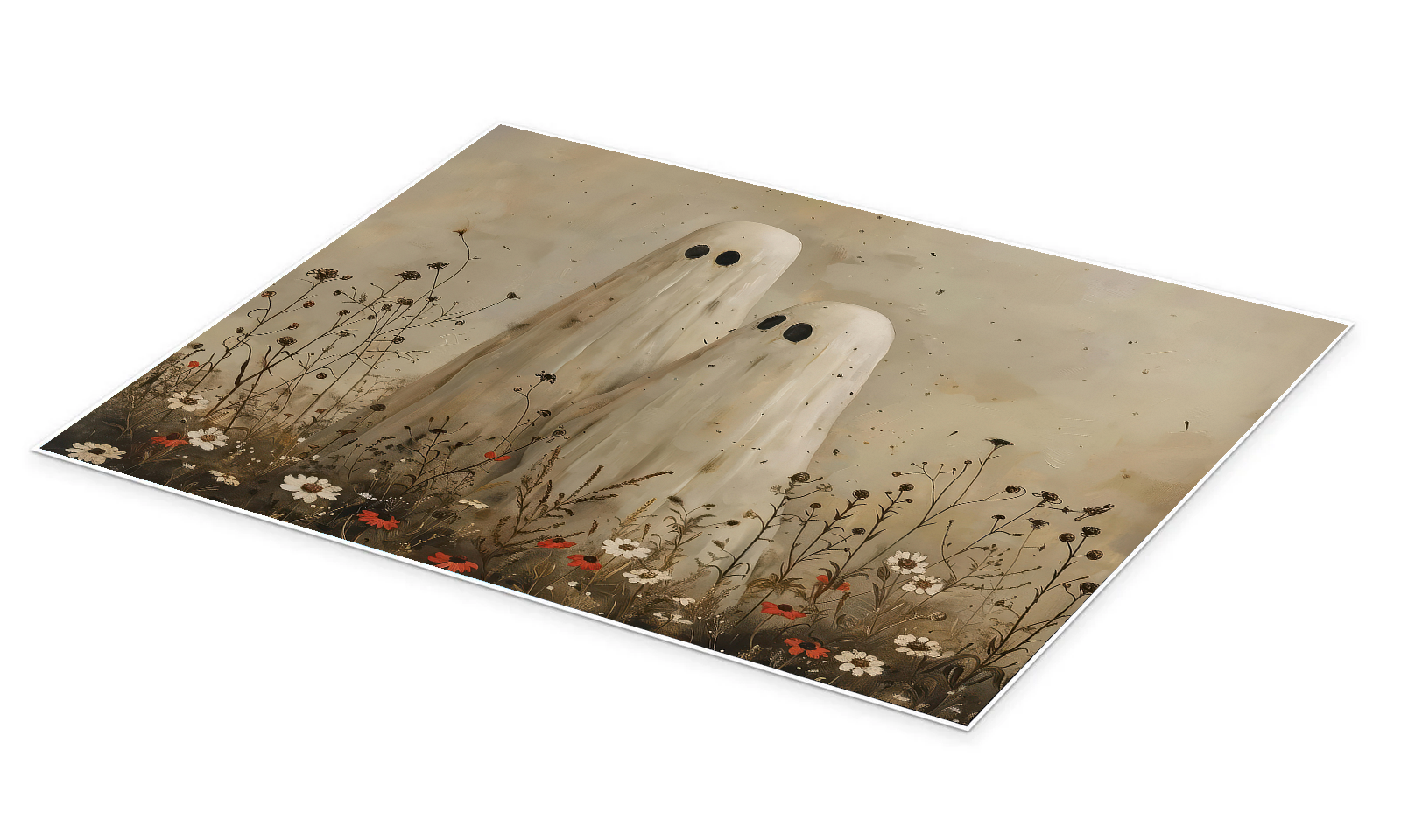 The Meadow Companions: An Artistic Vintage Halloween Canvas Painting