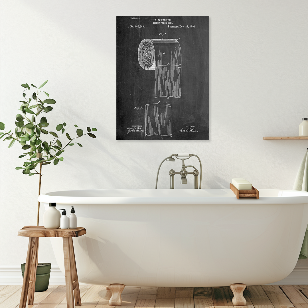 The Original Scroll: A Vintage Funny Bathroom Wall Art Patent Print