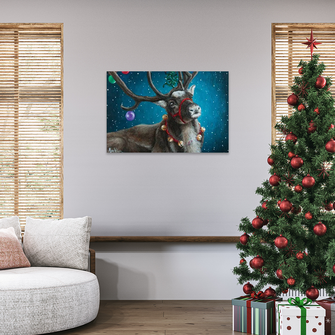 Festive Antlers: A Whimsical Christmas Reindeer Wall Art with Ornaments