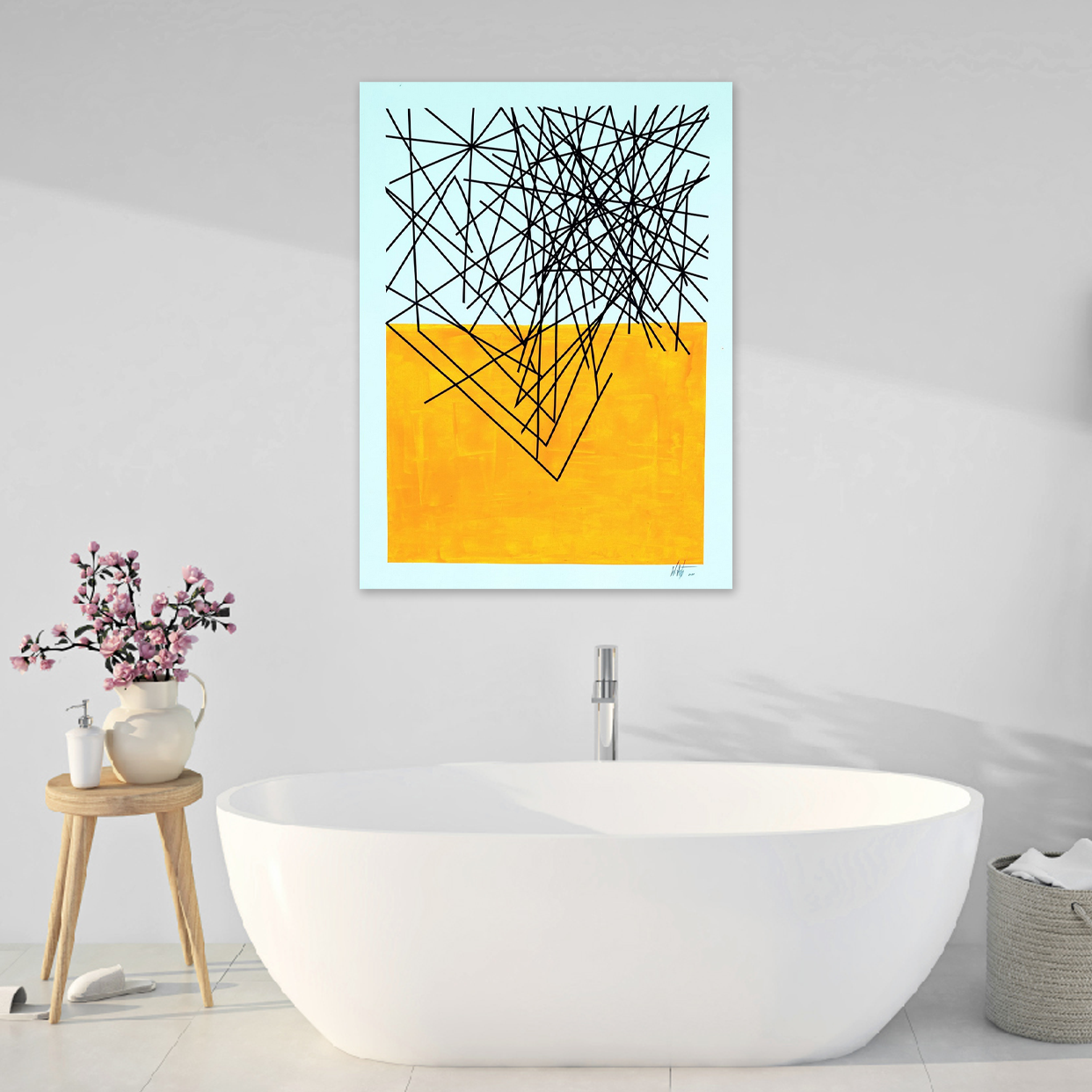 Structured Chaos: A Modern Abstract Bathroom Wall Art Print
