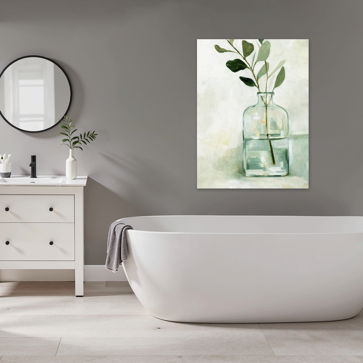Simple serenity: A Zen Botanical Bathroom Wall Art Print