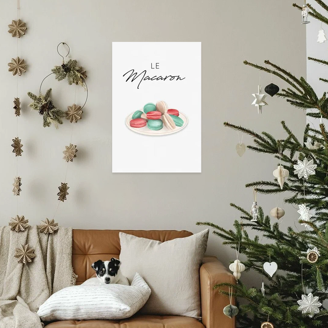 Petite Patisserie: A Minimalist Christmas Wall Art of Festive Macarons