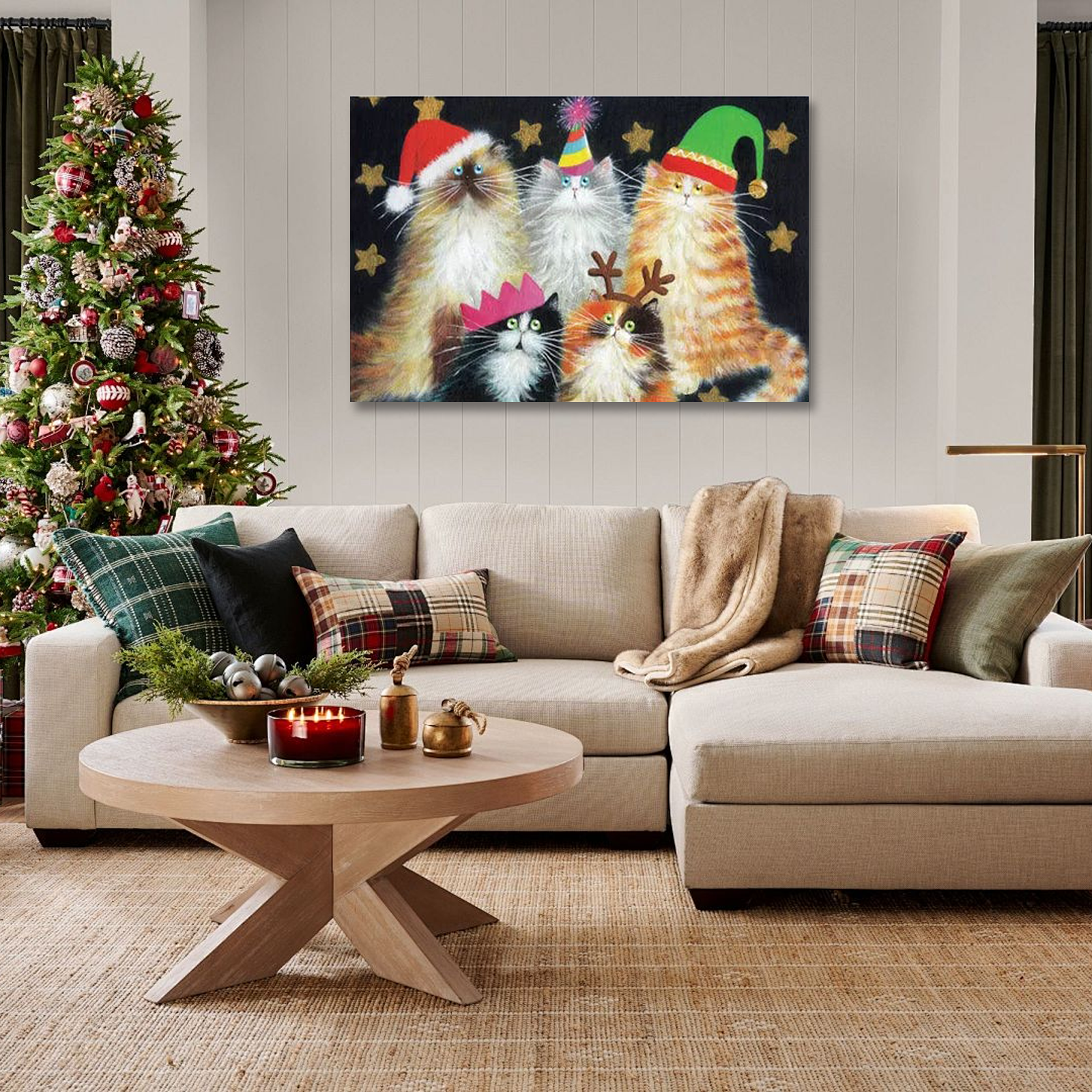 The Holiday Cat Pack: A Funny and Festive Christmas Canvas Painting