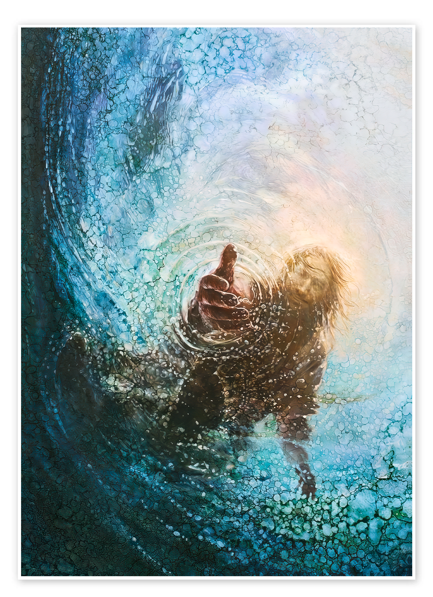 He Reaches: A Contemporary Romantic Bedroom Wall Art of Faith