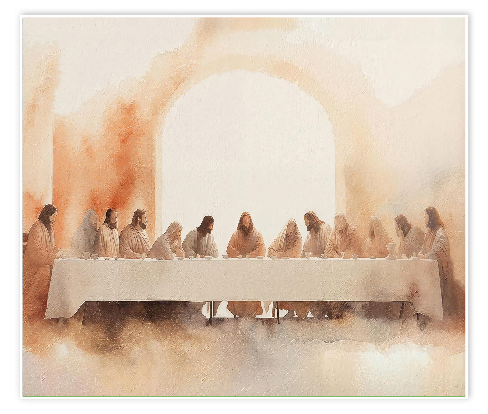 The Sacred Table: A Neutral Farmhouse Bedroom Wall Art Print