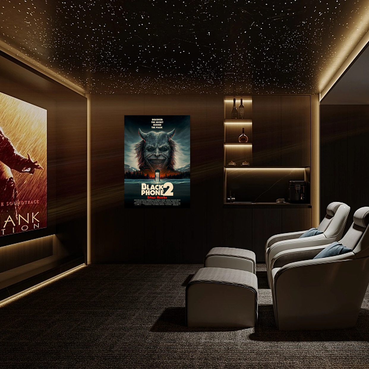 Secret Behind the Mask: A Vintage Black Phone 2 Movie Wall Art