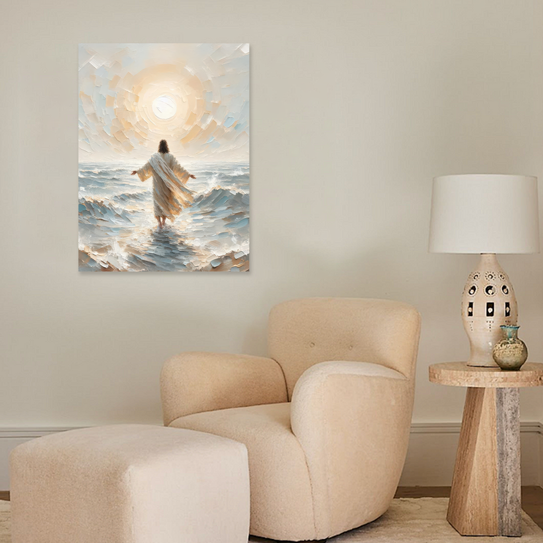 Christian Wall Art - Walking in Light Jesus Landscape Canvas