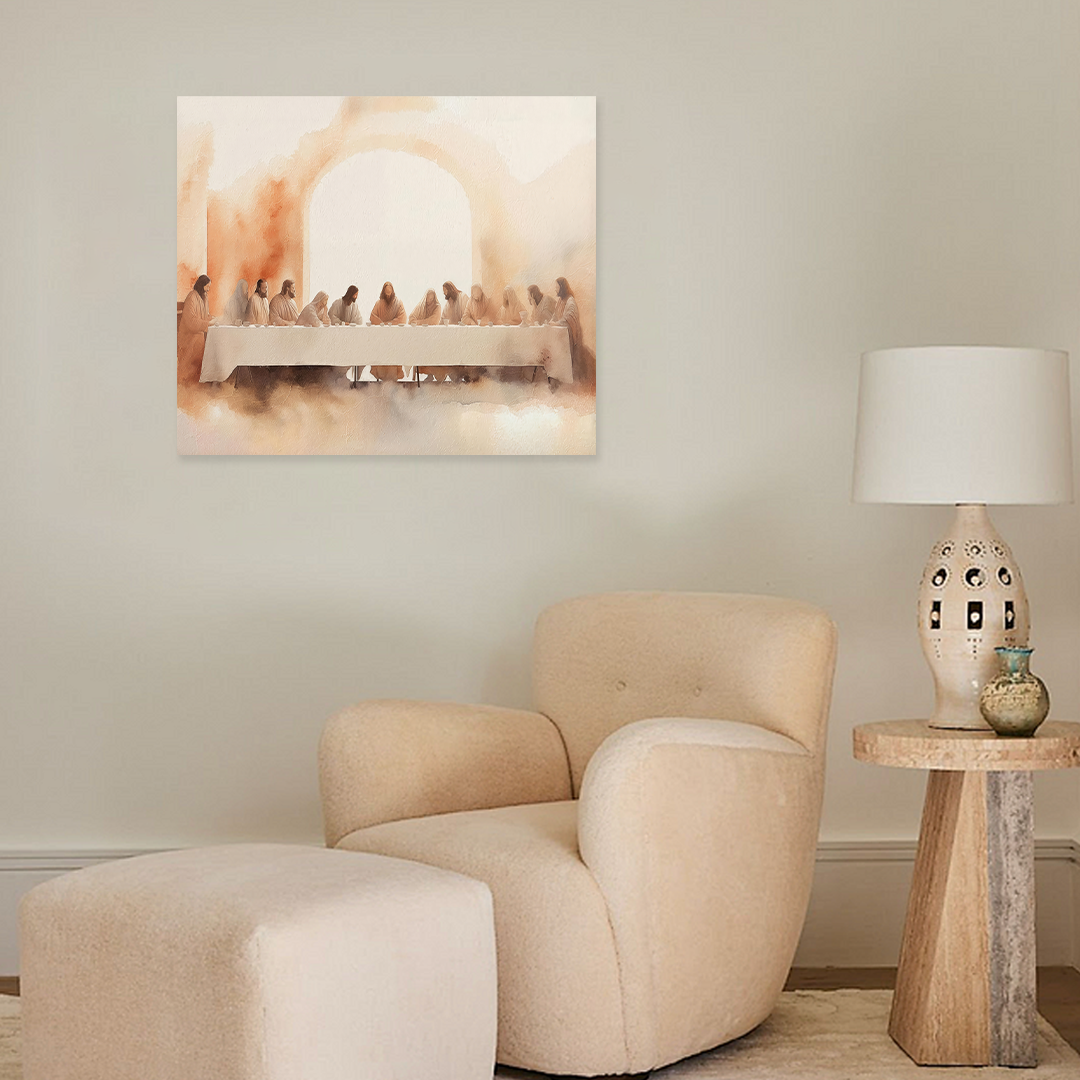 The Sacred Table: A Neutral Farmhouse Bedroom Wall Art Print