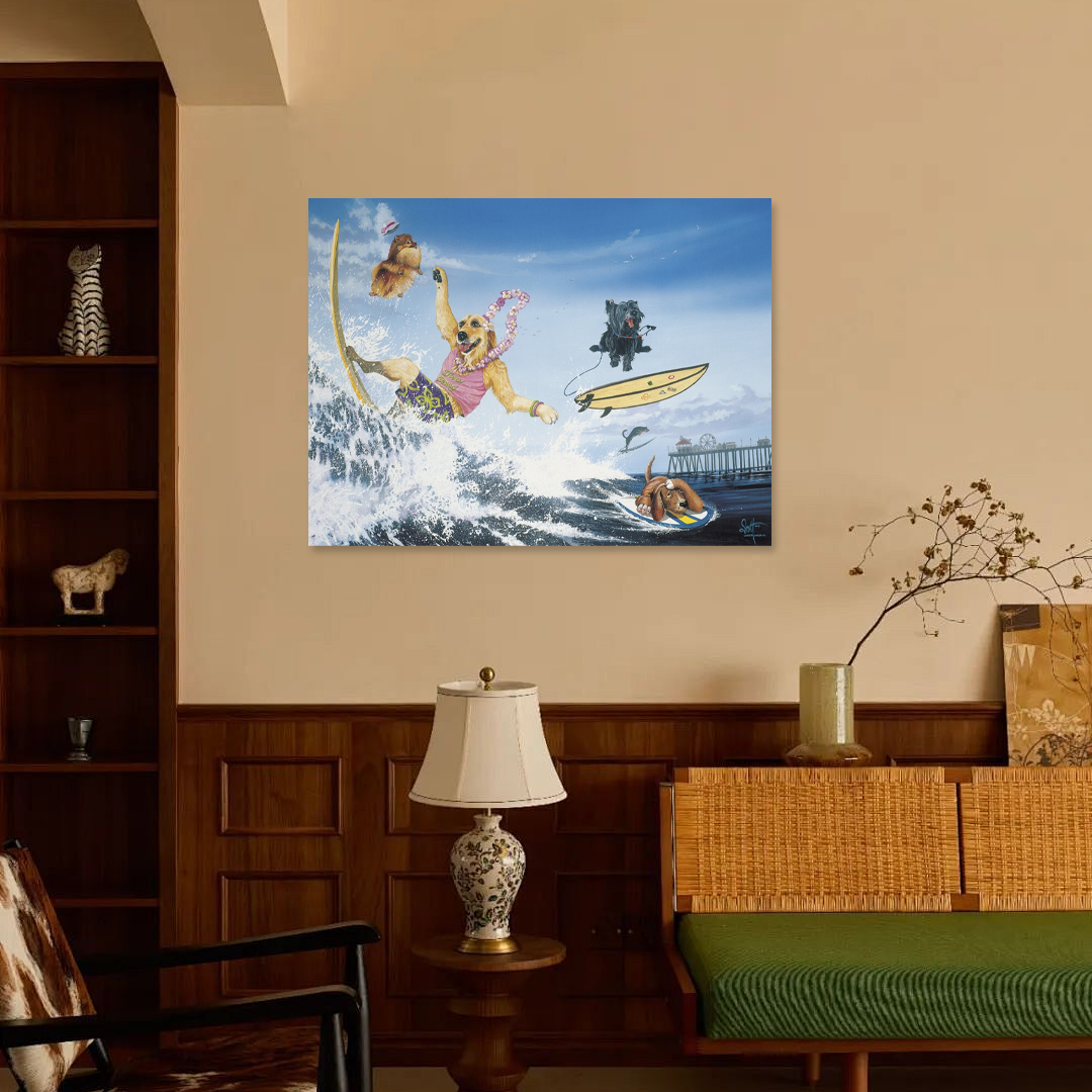 Wipeout Wipeouts: A Hilarious Surfing Dog Art Print