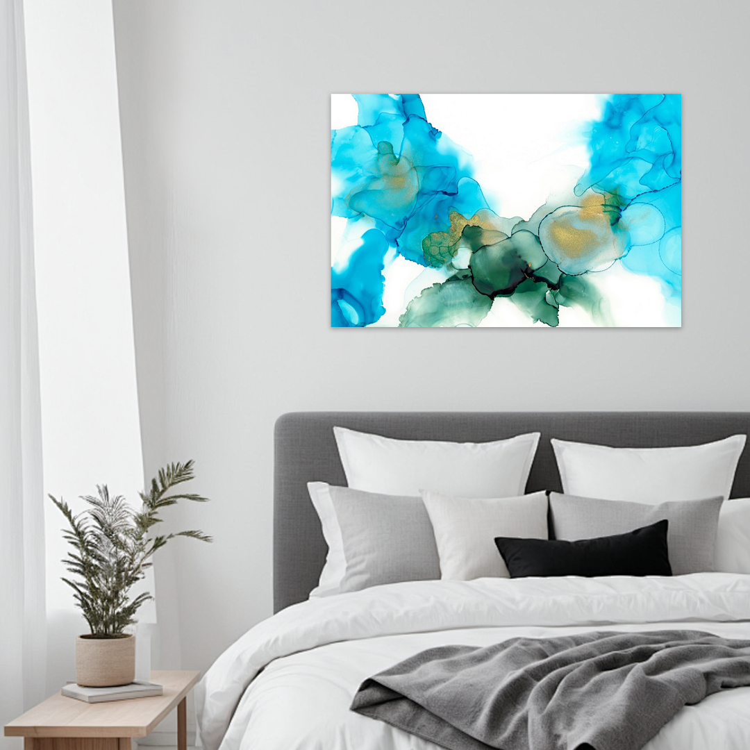 Cerulean Drift: A Modern Blue Abstract Canvas Wall Art Painting