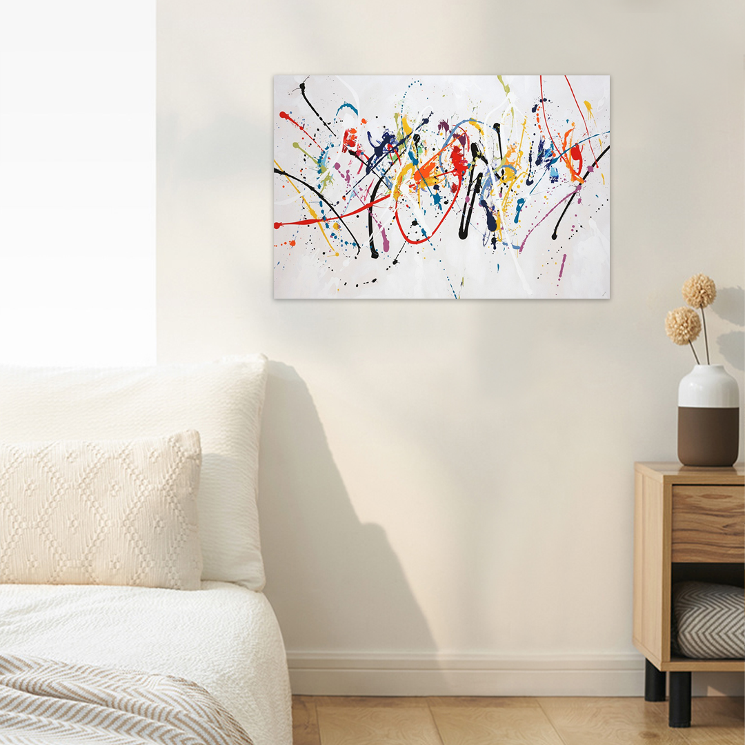 Kinetic Splash: A Modern Colorful Abstract Canvas Wall Art Painting