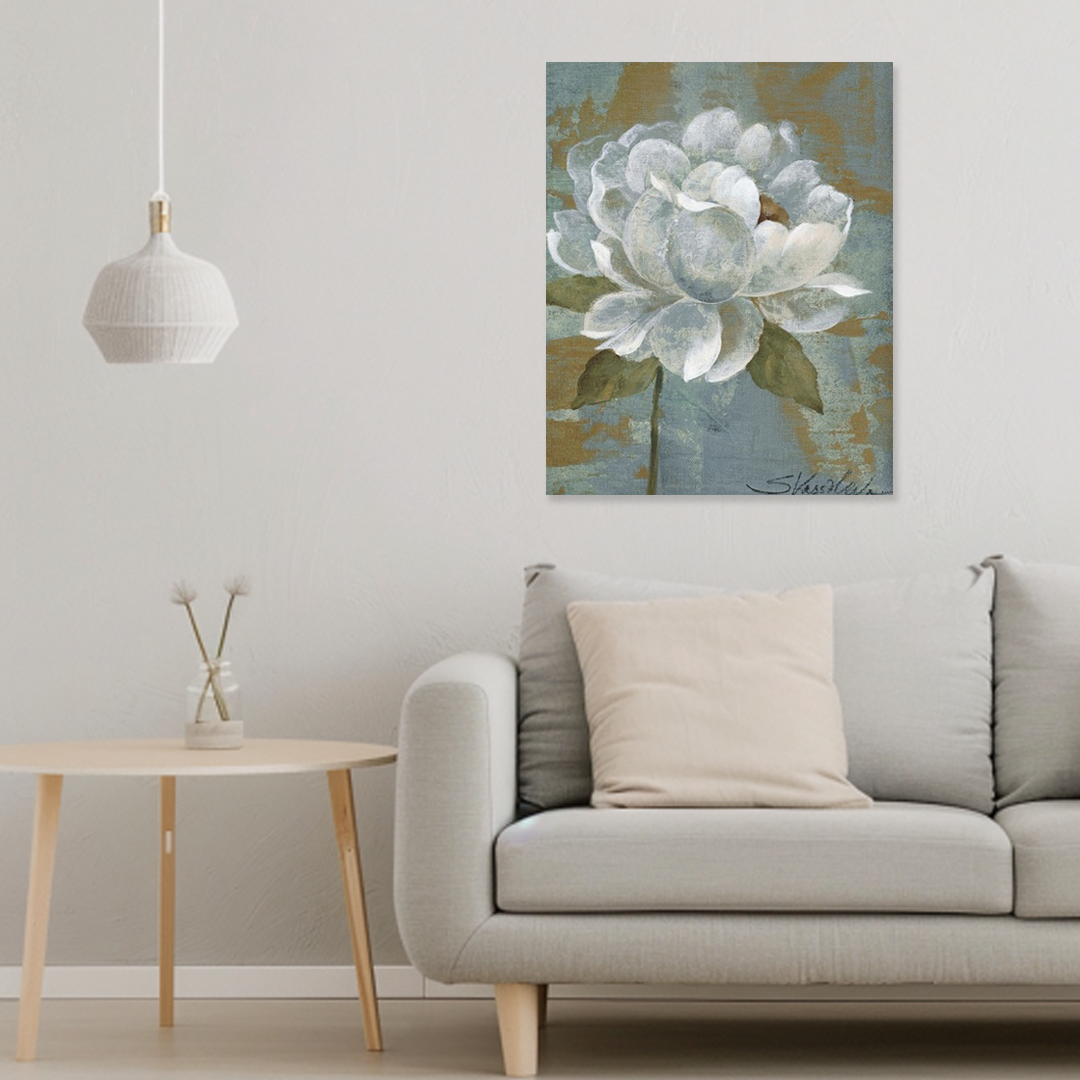 Antique Bloom: A Rustic Floral Wall Art for Living Room Decor