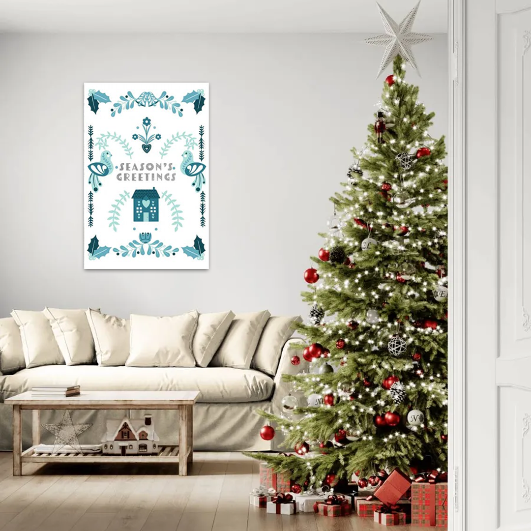 Nordic Winter Welcome: A Modern Folk Art Christmas Wall Art Greeting