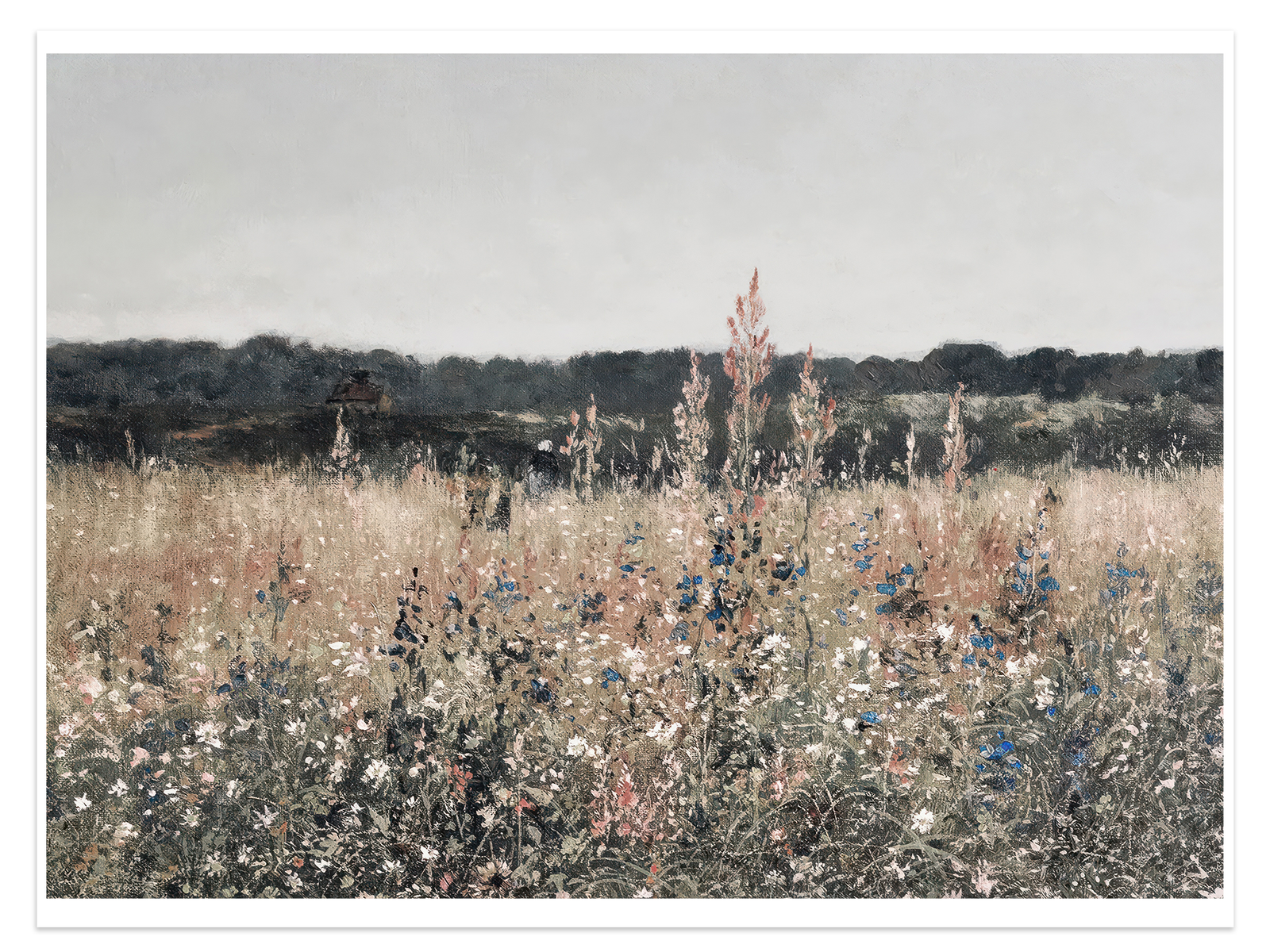 Vintage Landscape Art - Whispering Fields Wildflower Canvas