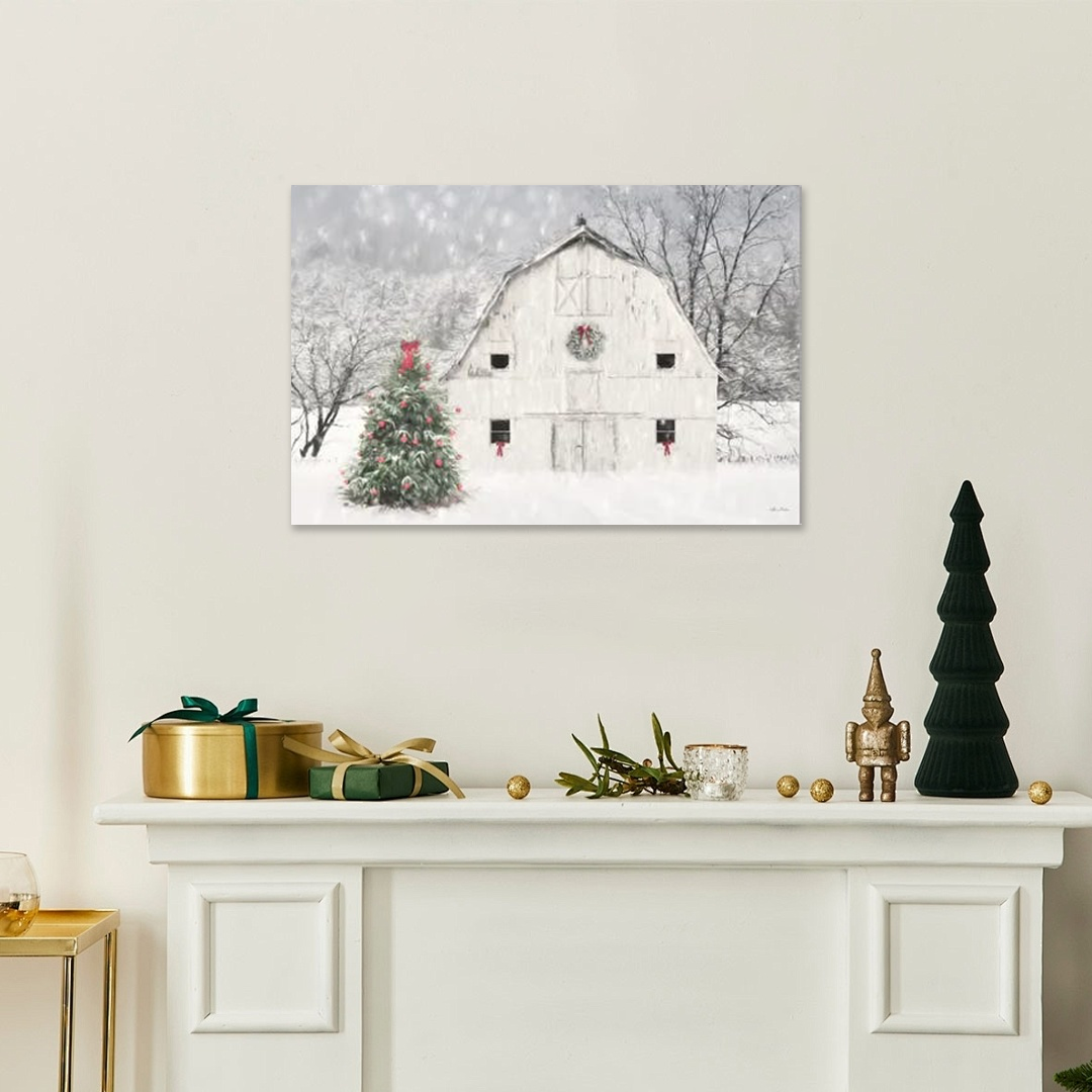 Country Christmas Calm: A Serene Farmhouse Christmas Canvas Painting