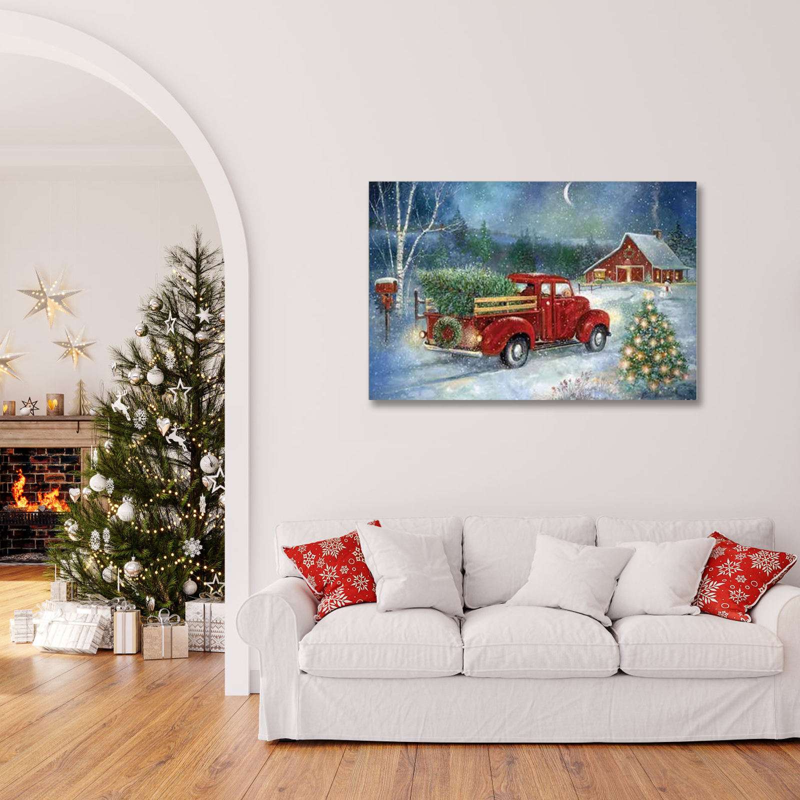 Home for the Holidays: A Classic Vintage Christmas Canvas Painting