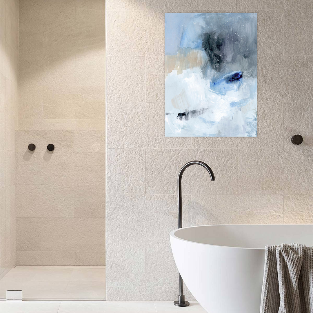 Tempestuous Calm: A Modern Abstract Painting for Bathroom Wall Art
