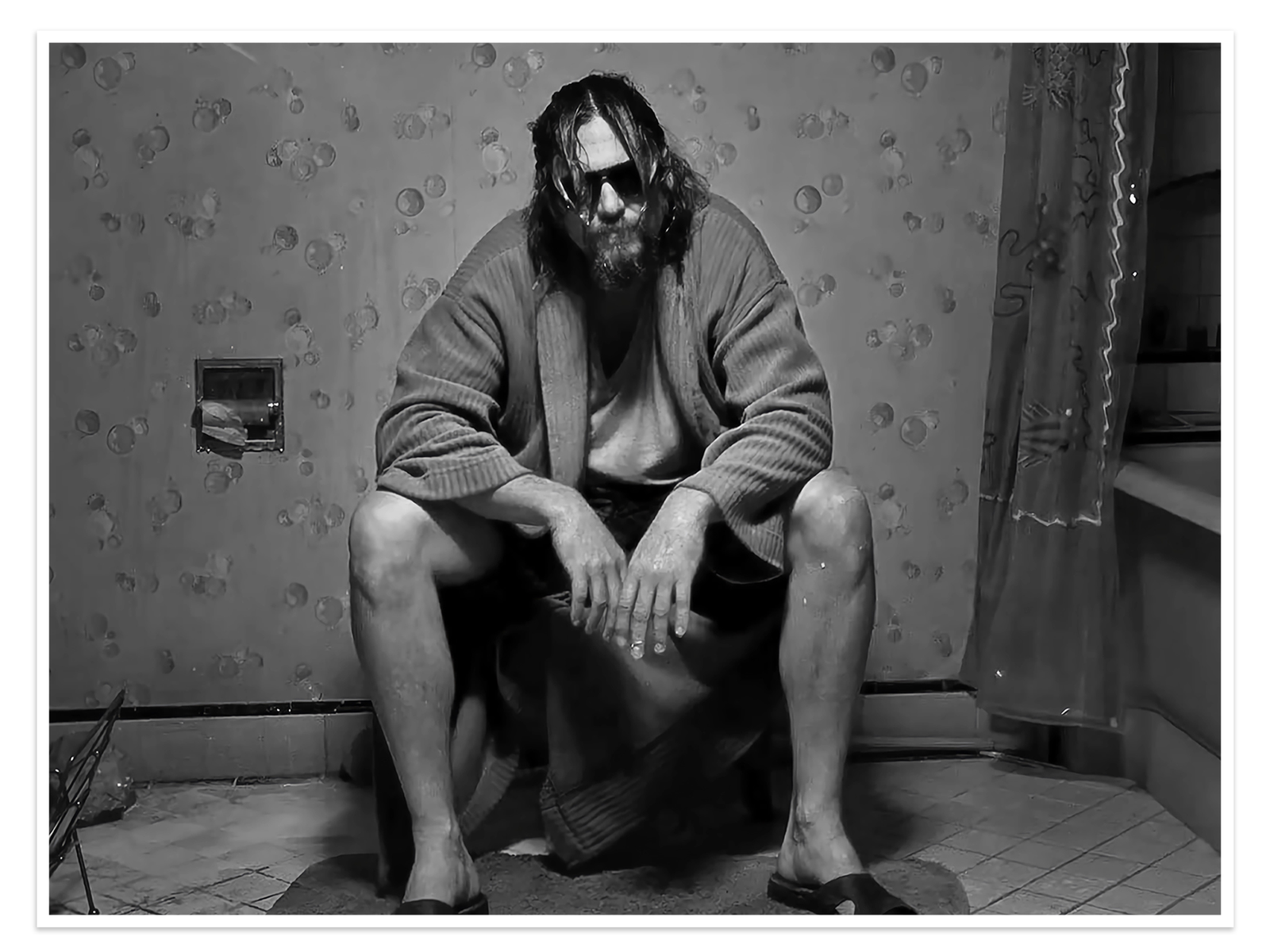 The Dude's Domain: A Funny Black and White Wall Art for a Cool Bathroom