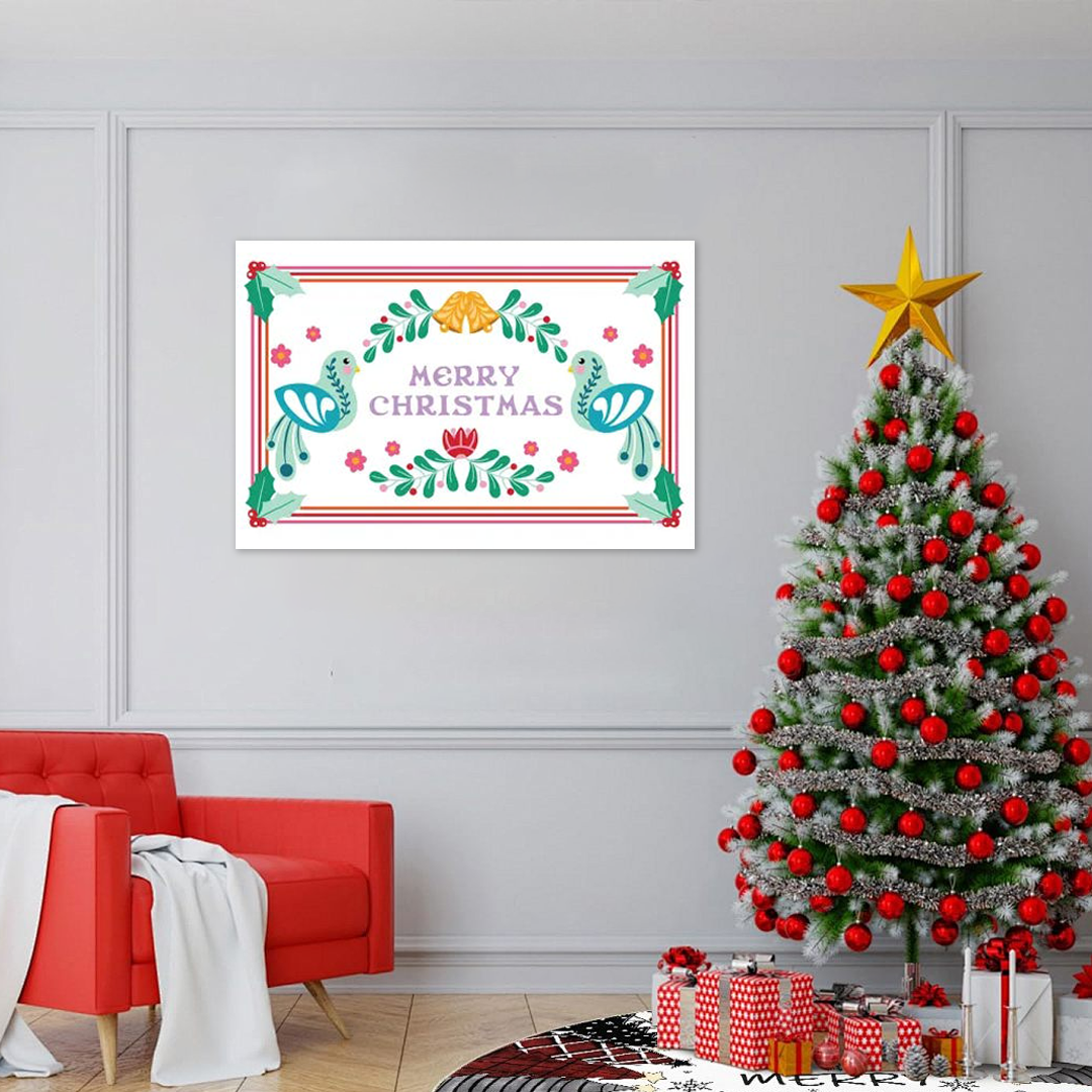 Joyful Tidings: A Modern Folk Art Merry Christmas Wall Art Greeting