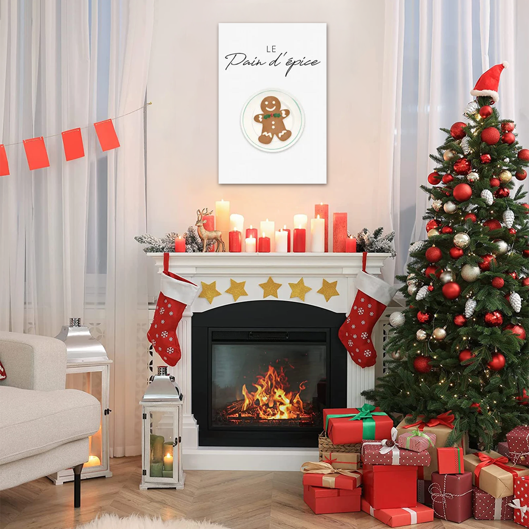 Le Petit Bonhomme: A Minimalist Christmas Gingerbread Canvas Wall Art