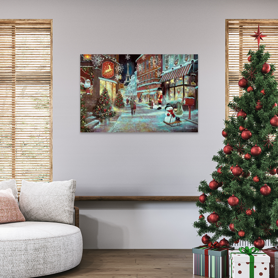 Parisian Noel: A Romantic Christmas Cityscape Wall Art of Paris