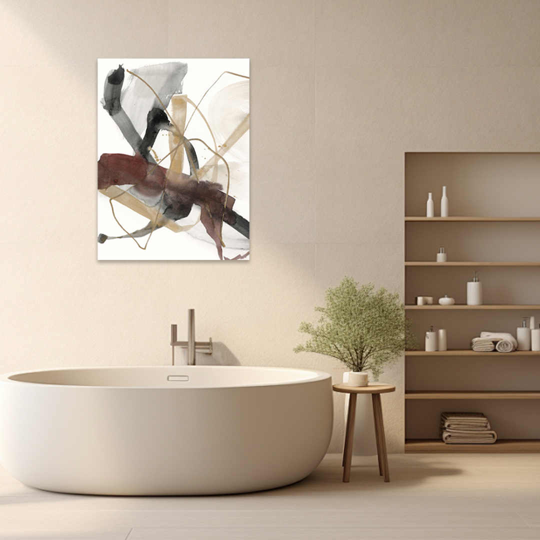 Dynamic Gesture: A Modern Abstract Bathroom Wall Art Painting