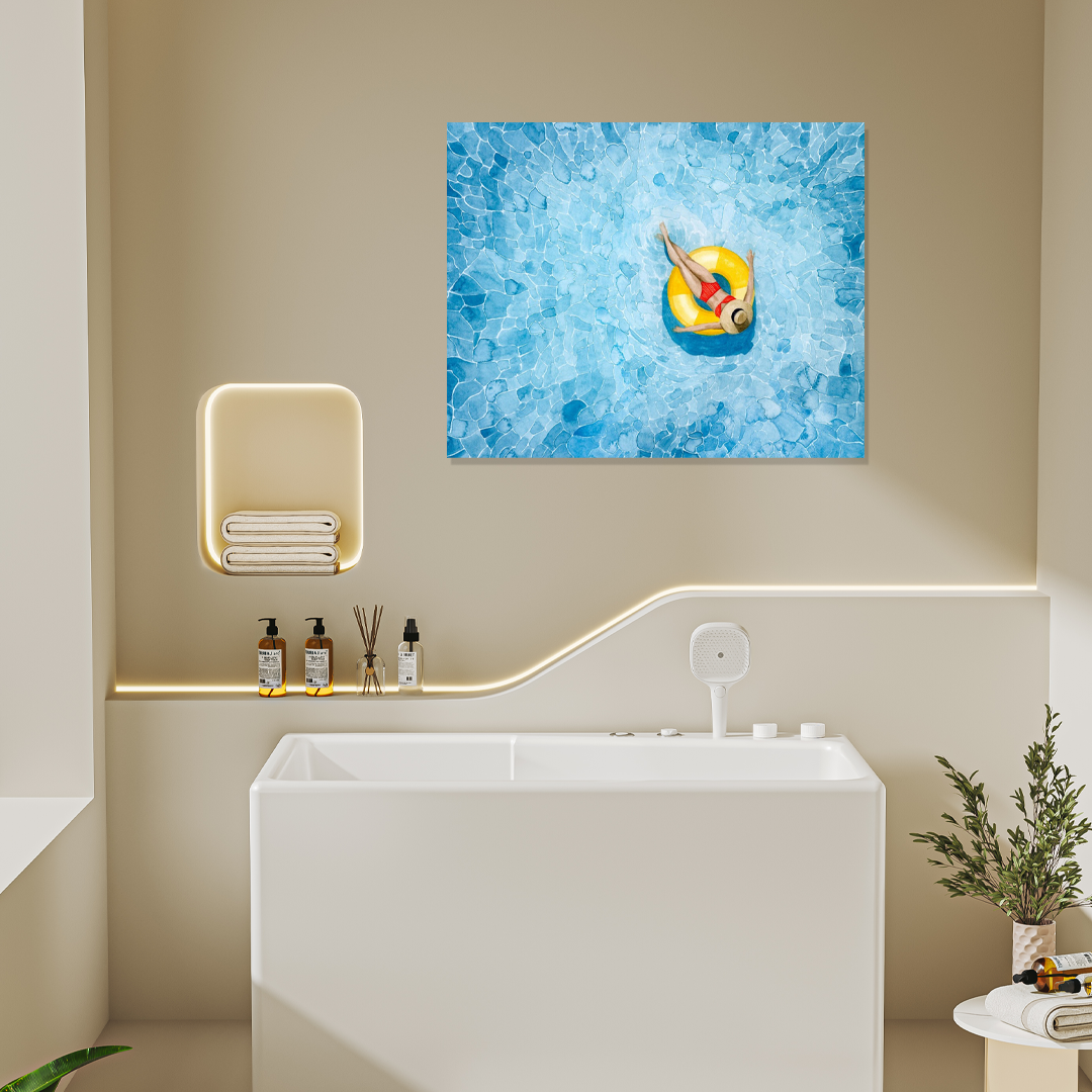 Summer Solitude: A Coastal Beach-Themed Bathroom Wall Art Print