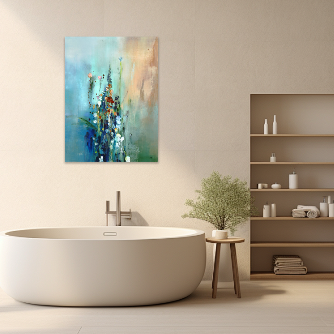 Morning Mist: A Zen Abstract Bathroom Wall Art Painting