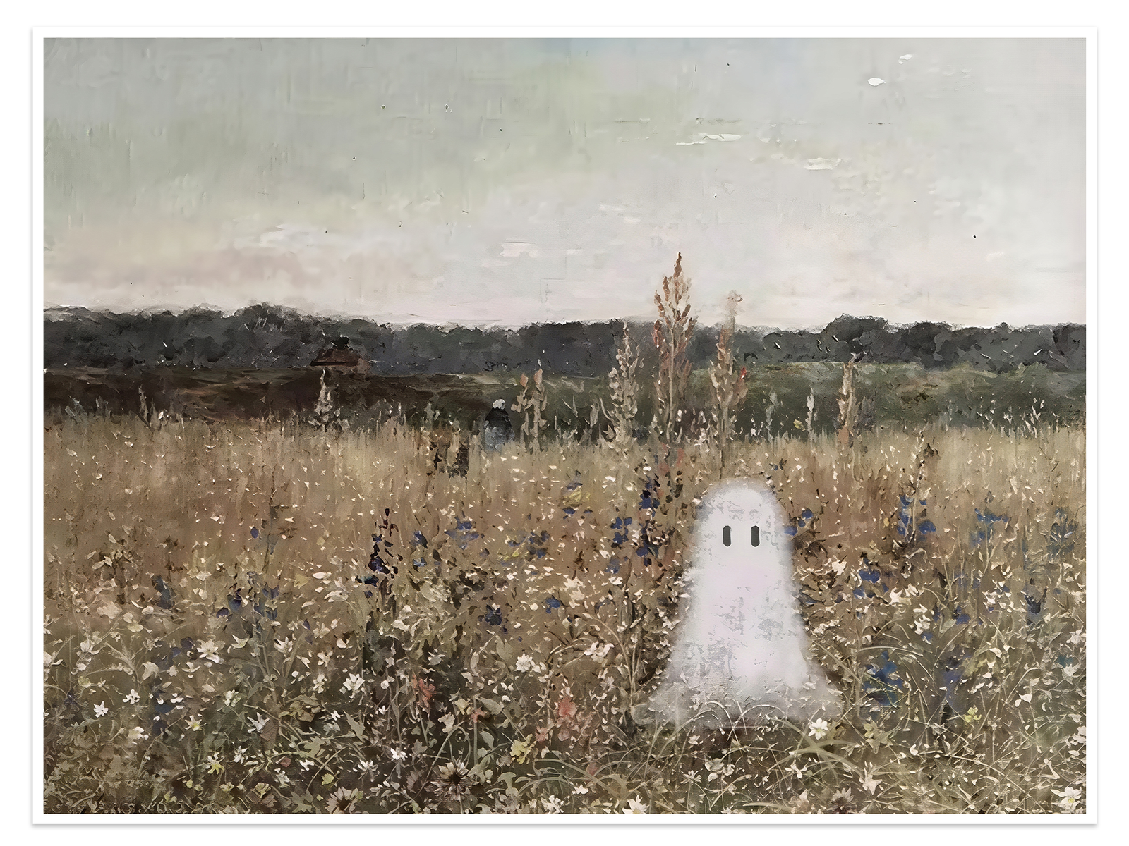 The Wildflower Spirit: A Vintage Halloween Canvas Painting for Artistic Decor