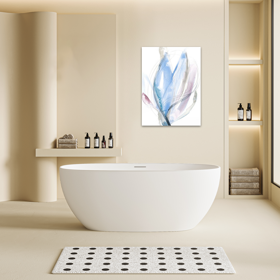 Aura in Bloom: A Zen Abstract Bathroom Wall Art Painting