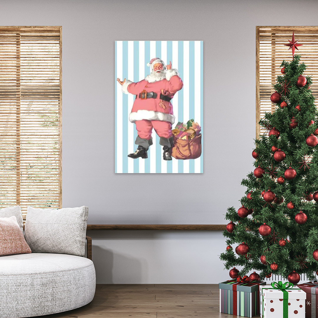 Candy Cane Santa: A Pink Pop Art Christmas Wall Art with Retro Vibes