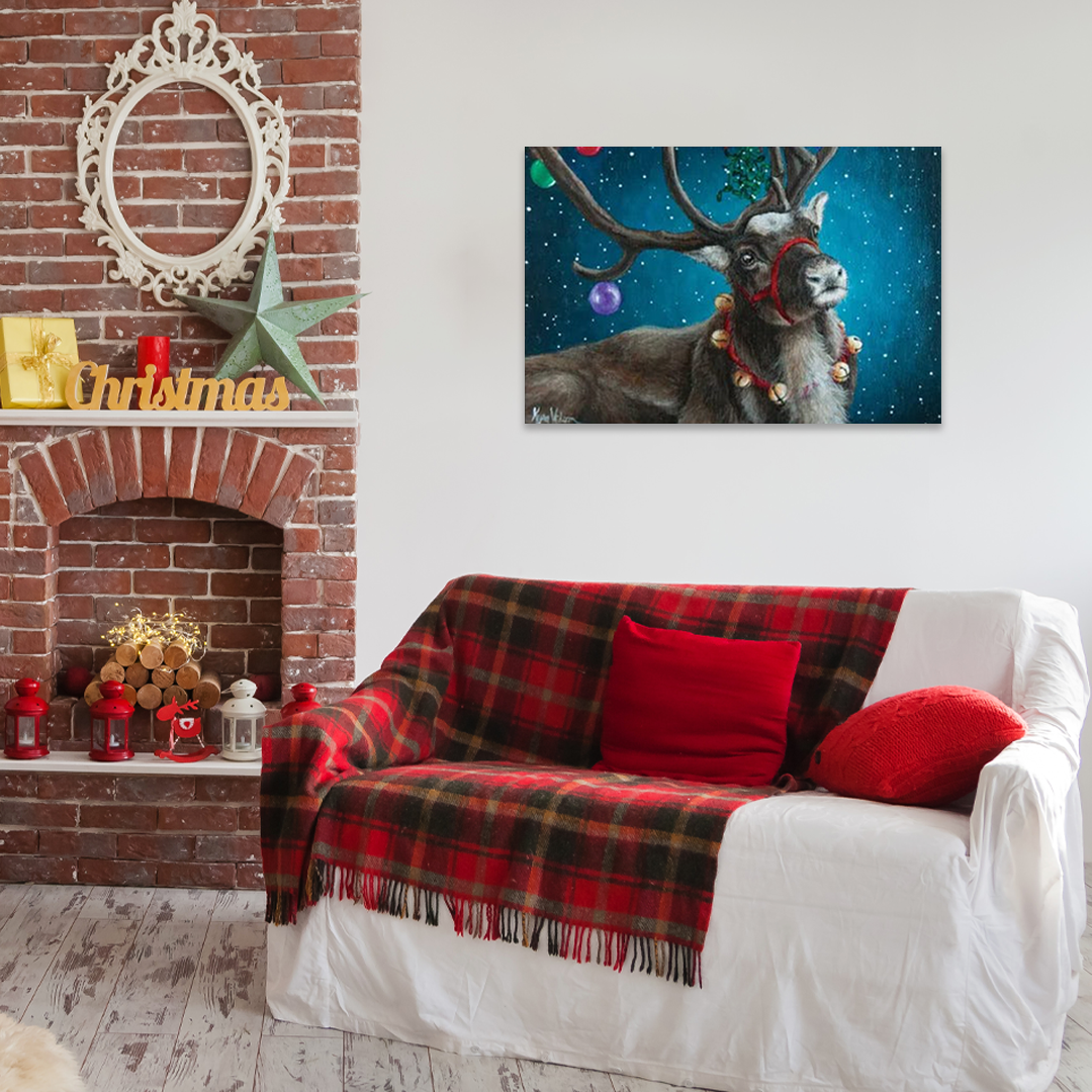 Festive Antlers: A Whimsical Christmas Reindeer Wall Art with Ornaments