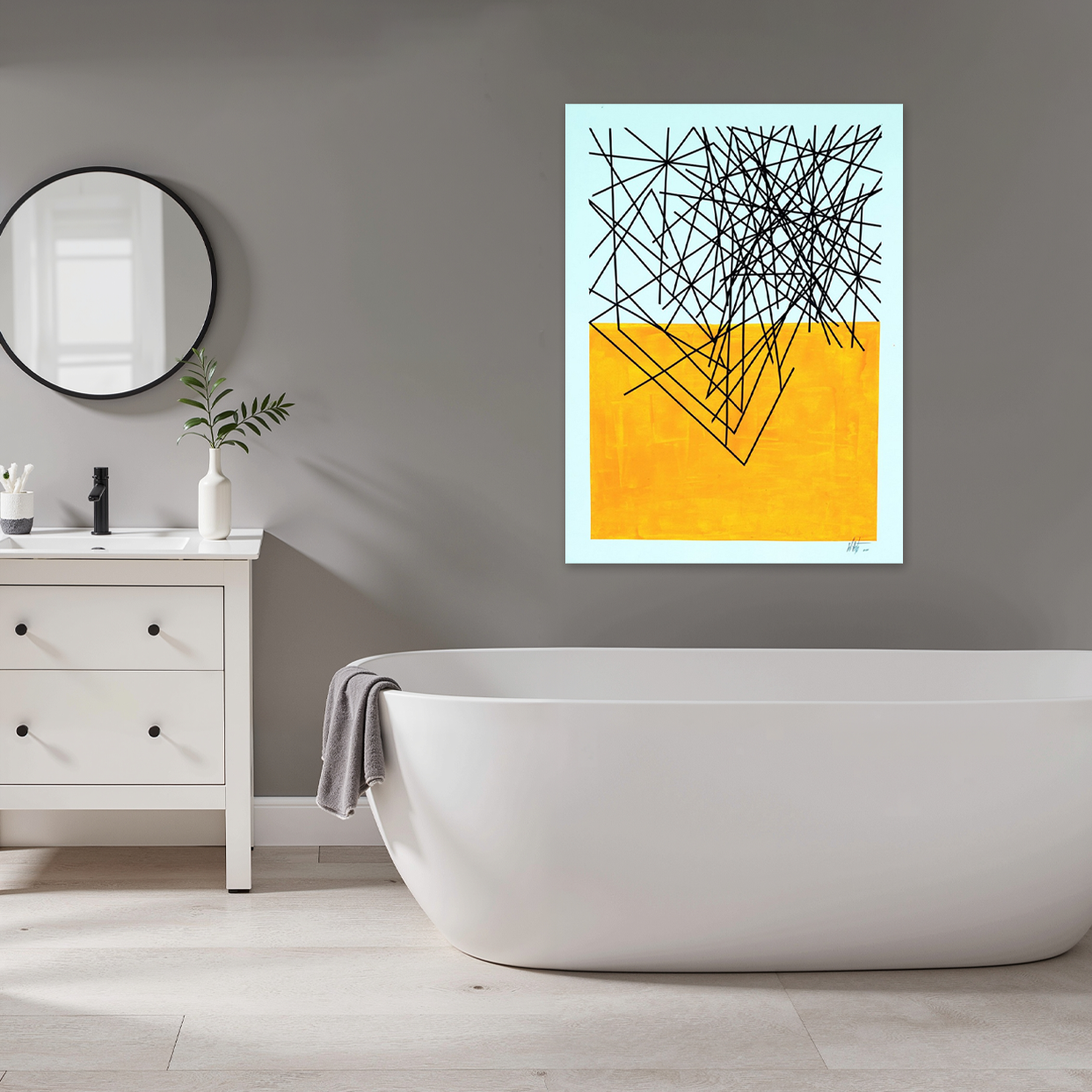 Structured Chaos: A Modern Abstract Bathroom Wall Art Print