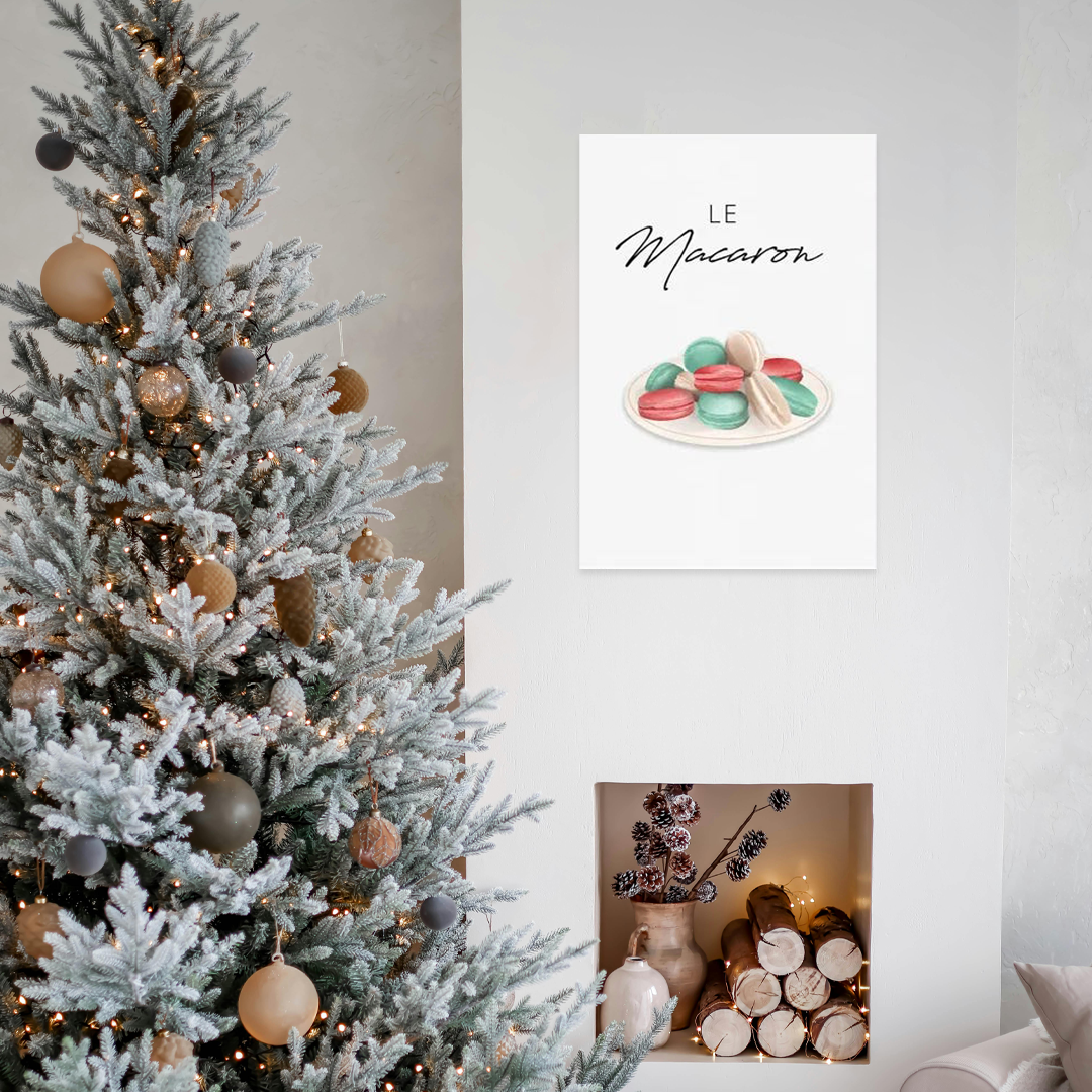 Petite Patisserie: A Minimalist Christmas Wall Art of Festive Macarons
