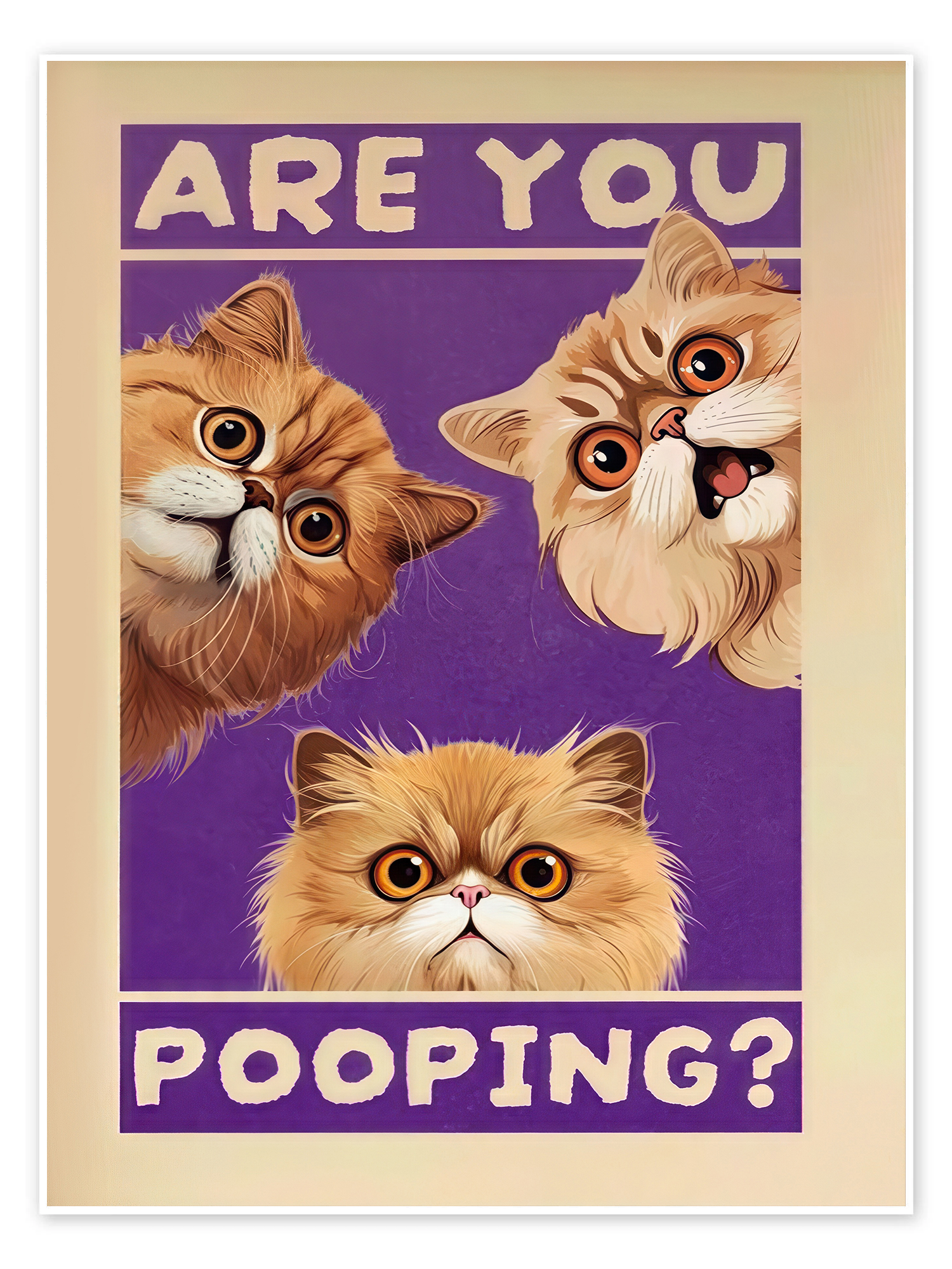 Are You Pooping?: A Funny Pop Art Cat Bathroom Wall Art Poster