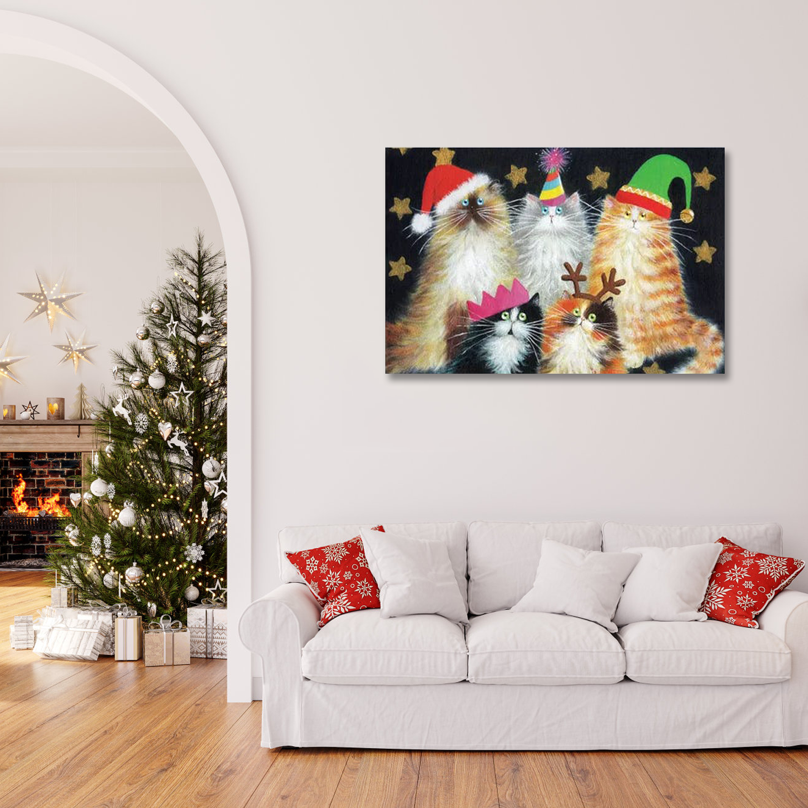 The Holiday Cat Pack: A Funny and Festive Christmas Canvas Painting