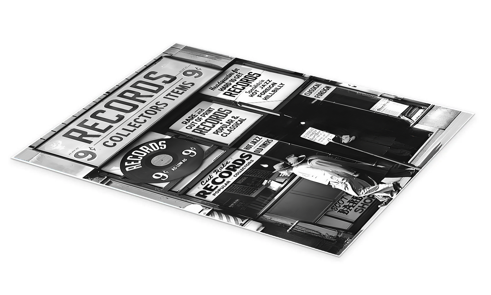 Ninth Street Vinyl: A Vintage Masculine Black and White Bedroom Wall Art