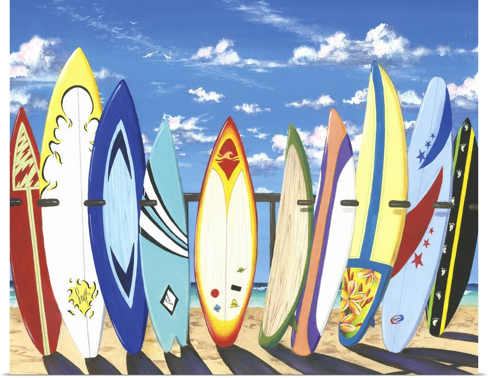 Board Lineup: A Vibrant and Colorful Surfing Wall Art Print