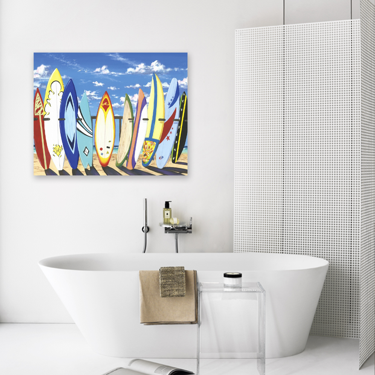 Board Lineup: A Vibrant and Colorful Surfing Wall Art Print